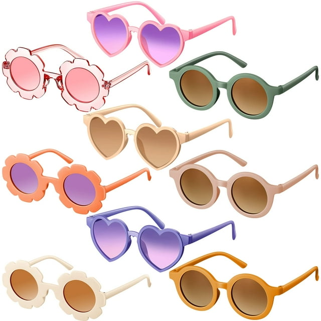 Gafas de Sol Zhengmy para Niños, 9 Pares Redondas con Forma de Flor y Corazón