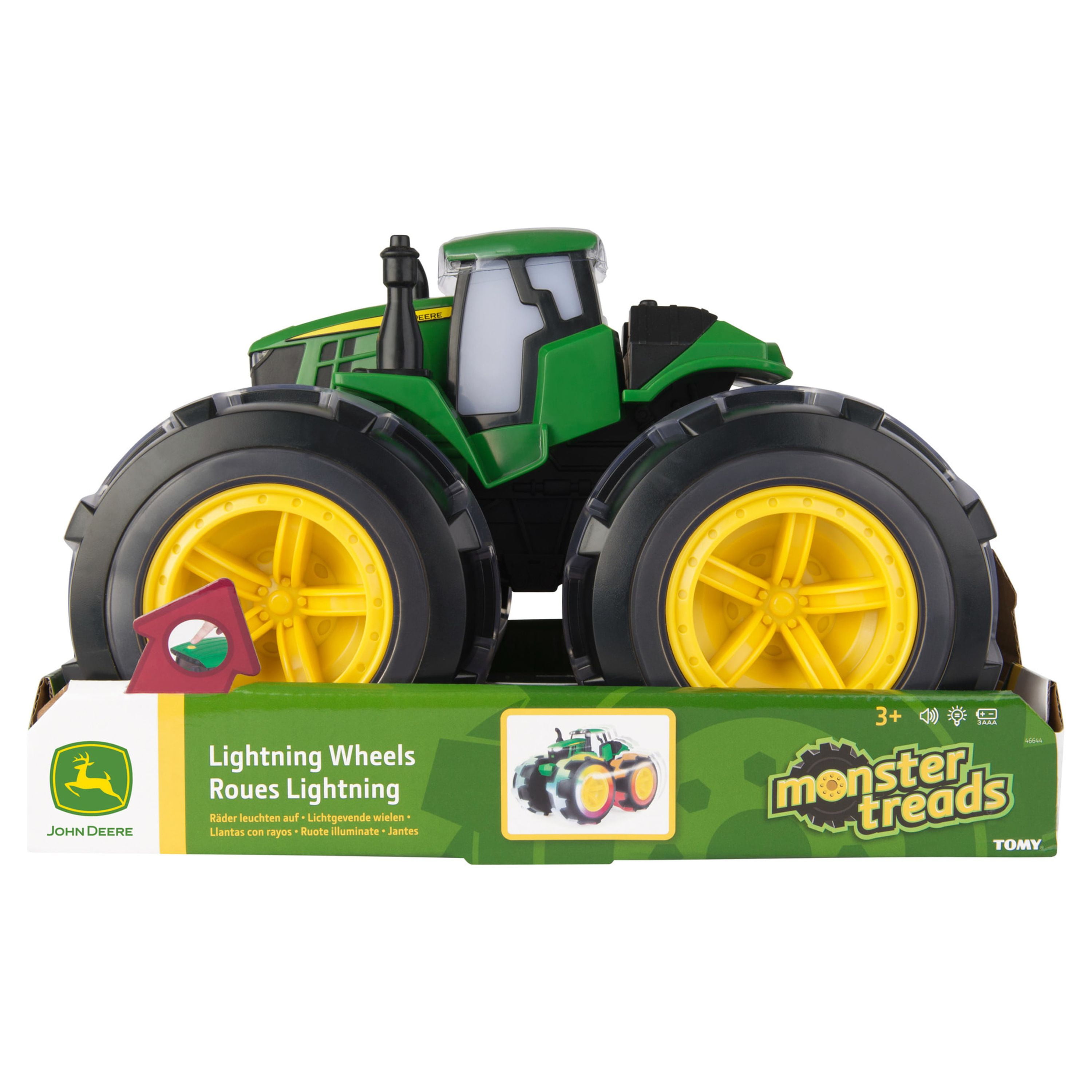 John Deere Tractor - Monster Treads Lightning Wheels Motion Activated Light  Up Truck Toy Toys Kids Ages 3 Years and Up,Green