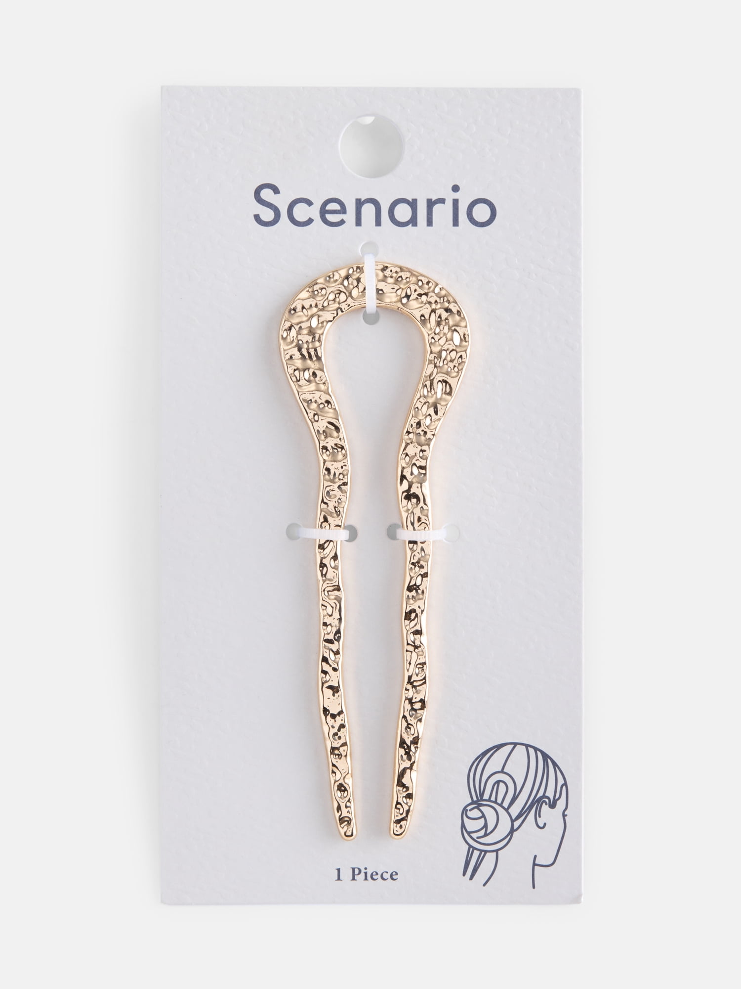 Scenario Women's Hammered Metal French Hair Pin, Gold-Tone