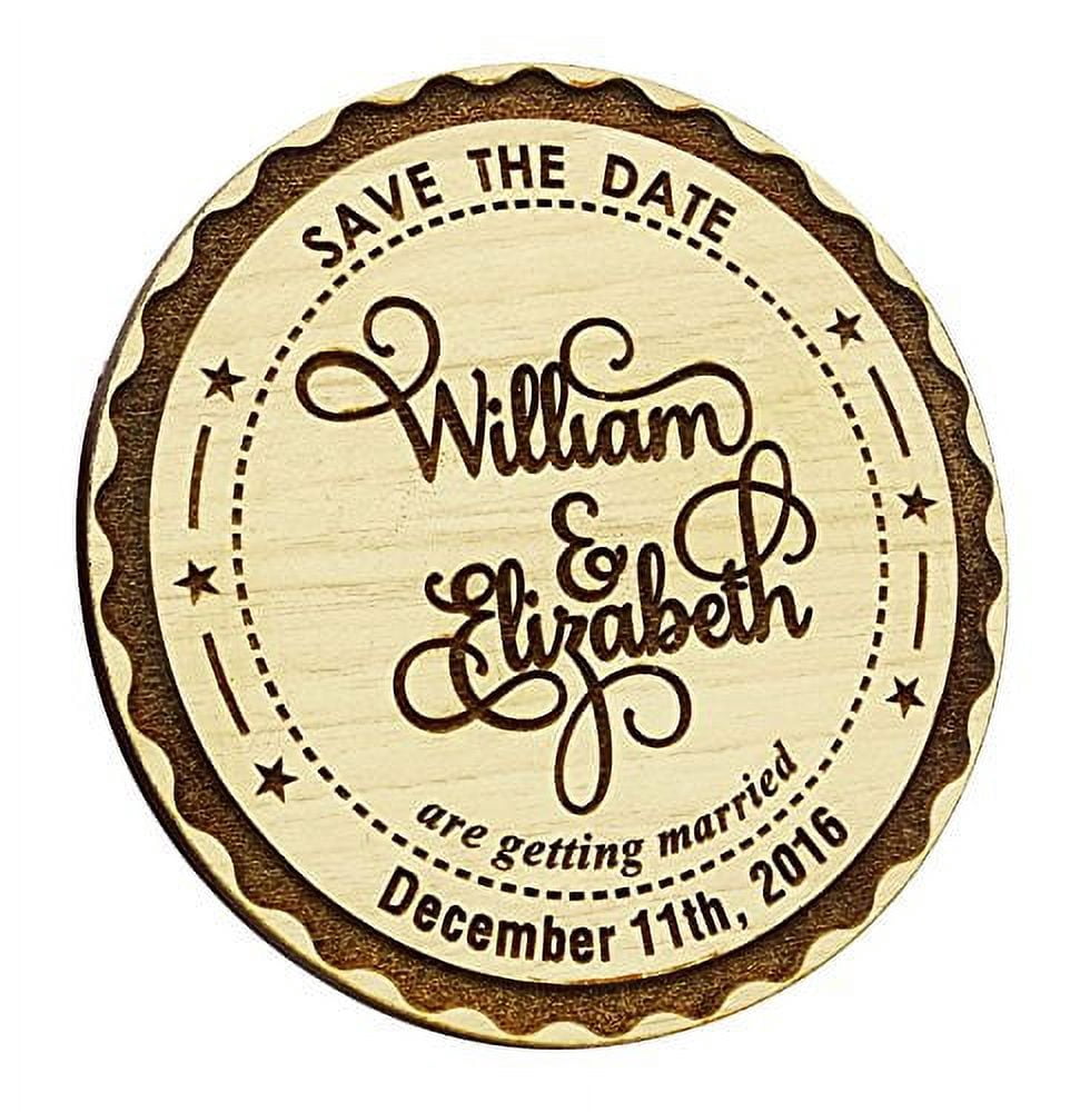 Custom Engraved Wooden Magnet Personalized Gift 10 Rustic Wedding Save the Date Wooden Magnet