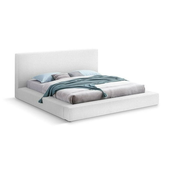 Meridian Furniture Terra White Boucle Fabric Full Bed