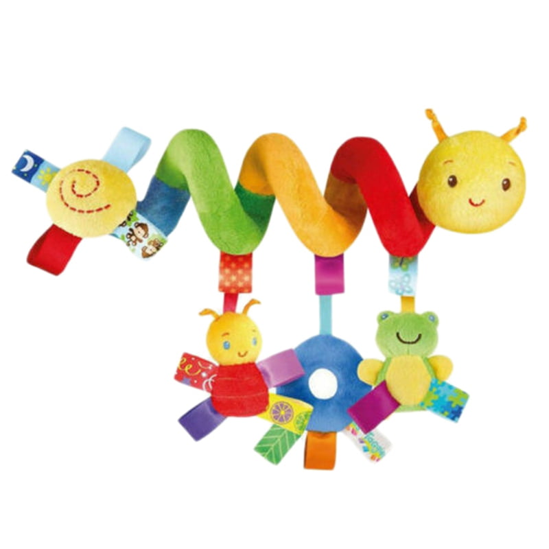 baby hanging toys on the crib