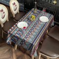 thumbnail image 4 of Blue Boho Tribal Triangles and Arrows Pattern Rectangle Tablecloth 60"x120",Waterproof Polyester Rectangle Table Cloth, Wipeable Spillproof Polyester Tablecloth for Dining, Camping, Indoor and Outdoor, 4 of 6