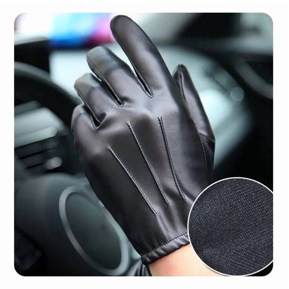 TELOLY 2026 New 1 Pair Men Gloves Faux Leather Plush Full Fingers Touch Screen Winter Mittens for Outdoor for Winter,Hiking,Cycling,Driving,Casual Wear