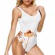 thumbnail image 1 of Gibobby Trajes de Baño Mujer Estampado floral Cuello en V Un bloque de traje de baño Traje de baño para mujer Traje de baño de verano para mujer(Blanco,CH), 1 of 3