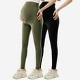 thumbnail image 2 of CHUMUD 2 Packs Women's Maternity Leggings Over The Belly Pregnancy Active Wear Workout Yoga Tights Pants, 2 of 6