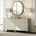 thumbnail image 2 of WAMPAT Dresser with 6 Drawers for Bedroom, 2-in-1 Wooden Wide Chest of Drawers, Modern Closet Storage Organizer with Solid Wood Legs for Living Room, Nursery, 70.8x15.4x32.4, Beige Linen Finish, 2 of 8