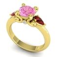 thumbnail image 2 of Diamond-Capitals 2.50 Carat Round Shape Pink Sapphire & Garnet Gemstone Luxurious Engagement Ring for Women Solid 18K Yellow Gold Size 9.5, 2 of 8