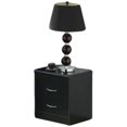 thumbnail image 1 of Hodedah Two Drawer Contemporary Wooden Nightstand in Black Finish, 1 of 2