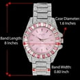 thumbnail image 4 of Women's Baguette Cut Iced Out Diamond Watch - Drop it Down with This Bling'ed Out Crystal Tennis Bracelet on Your Wrist Ladies! - ST10372MLA-TB (Silver, Pink- TB), 4 of 7