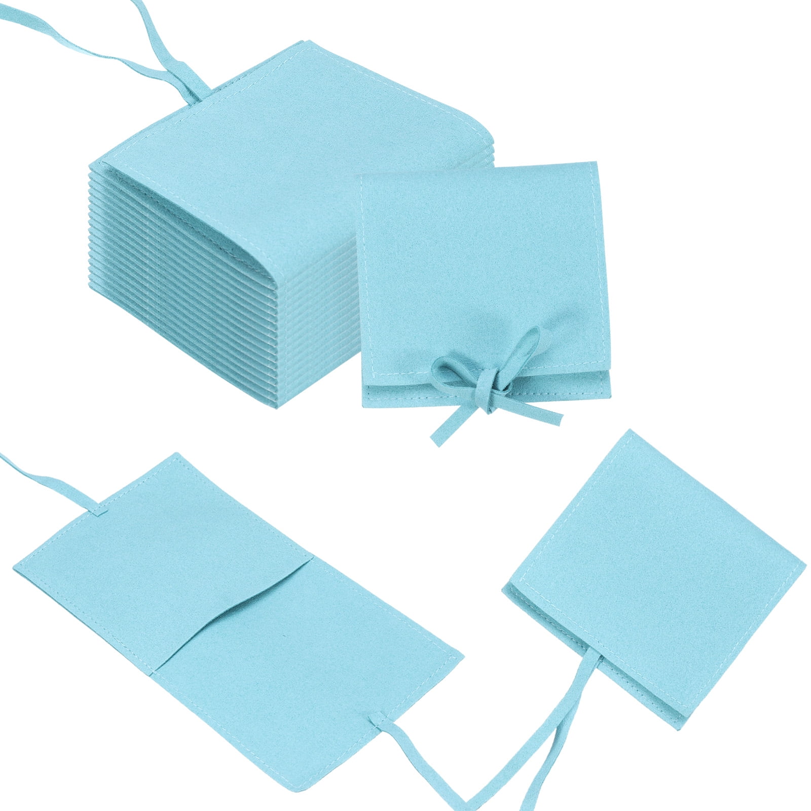 Unique Bargains 20 Pcs Microfiber Jewelry Pouch 3.1 3.1 Inch Light Blue Walmart