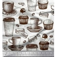 thumbnail image 1 of Soimoi Cotton Voile Fabric Burger,Cupcake & Cups Fabric Prints By Yard 42 Inch Wide, 1 of 1