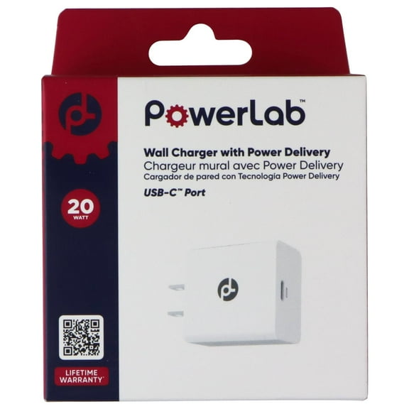 PowerLab 20W USB-C Wall Charger with Power Delivery - White