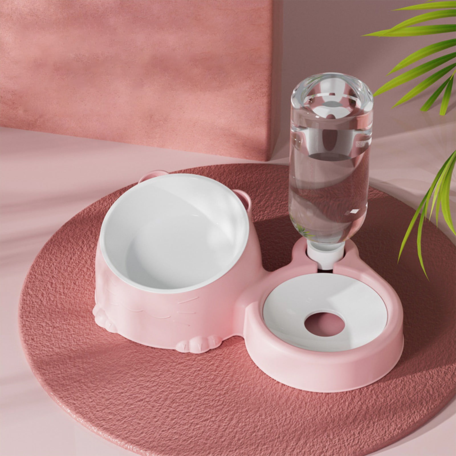 Automatic Pet Food And Water Bowl Set, Double Bowl Cat Dog Feeder With Ceramic Stainless Water Dispenser, Gravity Refill System, Non Slip Base, Anti Spill, Easy Clean Pet Feeding Station