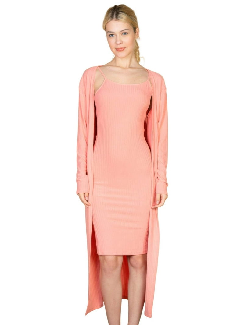 Ribbed Cardigan Cami Midi Bodycon Dress - Walmart.com Ribbed Cardigan Cami Midi Bodycon Dress - Walmart.com