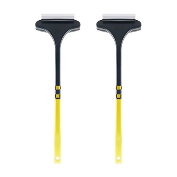 Window Cleaner Tool 2-in-1, Window Screen Brush with Squeegee and Scraper, Extendable Handle for Glass Shower Door Car Window Cleaning, Household Cleaning Tools 2 Pack Yellow Green