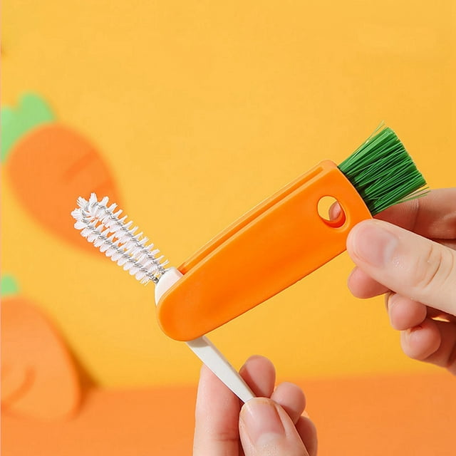 Product Cleaning Brush for Cup Lid - Carrot Design Scrubber for Reusable Bottles and Compact 13cm Practical Kitchen Cleaning Tool