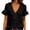 Black, variant on Women's Short Sleeve Ruffle Trim Shirts Summer Sweet V-Neck Plain Blouse Loose Lightweight Boho Beach Vacation Tops White