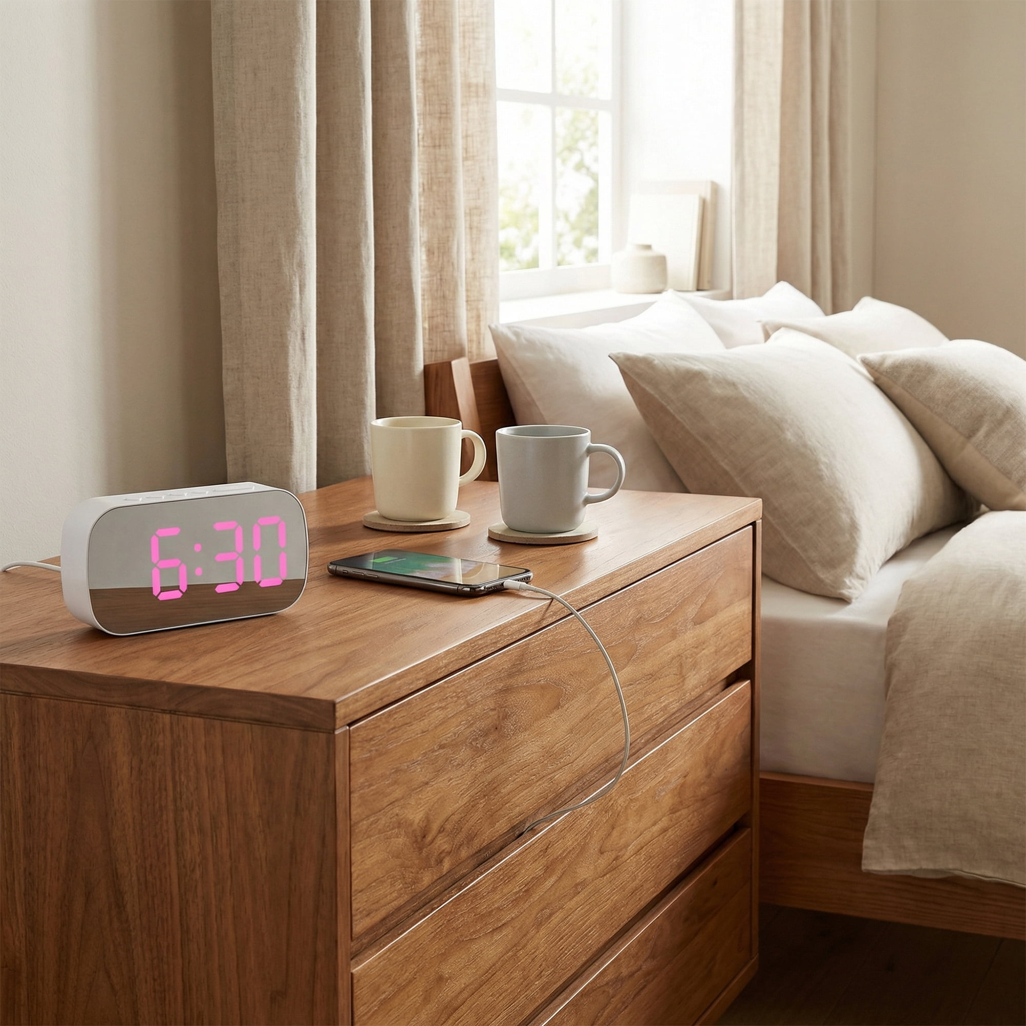 Unique Bargains Mirror Desk Clock with Big Numbers for Living Room 5.1" x 1.4" x 2.6"