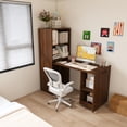 thumbnail image 4 of Stretchable Foldable Office Desk with Storage Shelves, Rolling Mobile Writing Desk with Lockable Wheels, Multi-functional Study Computer Desk for Back to School Dorm Home Small Apartment Office Use, 4 of 12