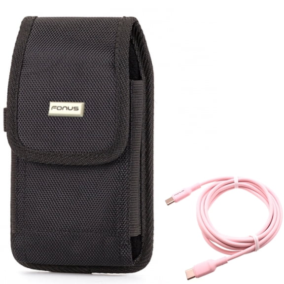 USB-C to Type-C Pink 10ft Long Cable w Swivel Case Belt Clip for Samsung Galaxy A73 5G,A53 5G,A33 5G Phones - PD Fast Charger Cord Power Wire, Holster Rugged Cover Pouch