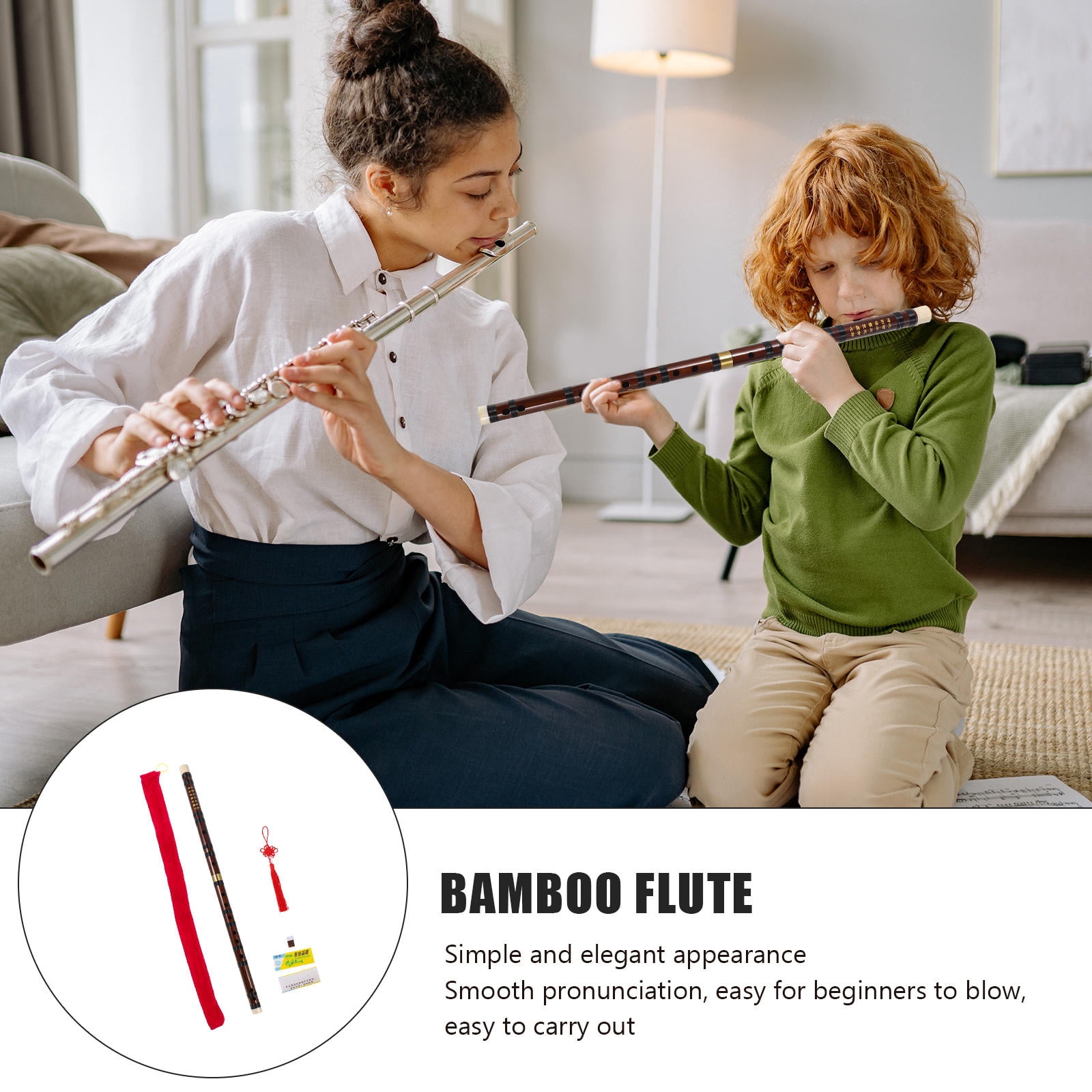 LABRIMP Chinese Flute Bamboo Portable for Beginners Performance 2 Sets
