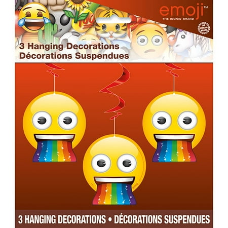 Rainbow Fun Emoji Foil Hanging Room Decorations (3ct)