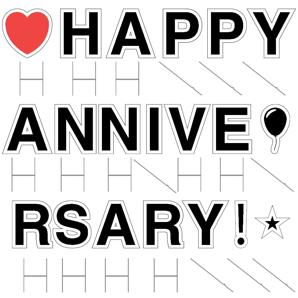 Vispronet Happy Anniversary Yard Signs with Stakes – Each Letter is 18in Tall – Made from Durable Coroplast - Weather-Resistant Signs and Steel Stakes (Black)