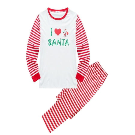 

EFINNY Asian Size Christmas Family Matching Pajamas Set I Love Santa Adult Dad Mum Kid Sleepwear