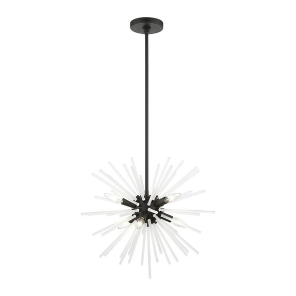 48824-04 Livex Lighting Uptown - 6 Light Pendant In Sparkling Style-25.25 Inches Tall and 20 Inches Wide-Black Finish    -Traditional Installation