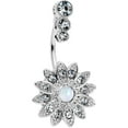 thumbnail image 1 of Body Candy Womens 316L Steel Navel Ring Piercing Clear Triple Drop Floral Double Mount Belly Button Ring, 1 of 2