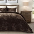 thumbnail image 6 of EVERGRACE Velvet Quilt Set King Size, Luxurious Soft Striped Channel Bedding Set, Lightweight Velvet Comforter for All Season, Oversized Bedspread Coverlet with 2 Matching Shams, Walnut Brown, 6 of 8