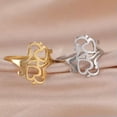 thumbnail image 2 of RSAMD Double Hearts Filigree Ring Women Stainless Steel Gold Color Finger Ring Jewelry-8-silver, 2 of 7