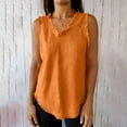 thumbnail image 3 of Uootdi Womens Sleeveless Tops V Neck Frayed Edges Cotton Linen Blouses Casual Solid Color Tunics Summer Vacation Daily Wear Gift, 3 of 9