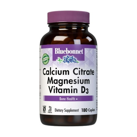 Bluebonnet Calcium Citrate Magnesium Plus Vitamin D3, Bone, Muscle & Relaxation, 180 Caps