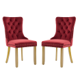 thumbnail image 5 of Tcbosik 2 Pack Upholstered Dining Chairs, Modern Velvet Fabric Side Chair with Button Tufted Back & Solid Wood Legs for Kitchen, Living Room, Wine Red, 5 of 11
