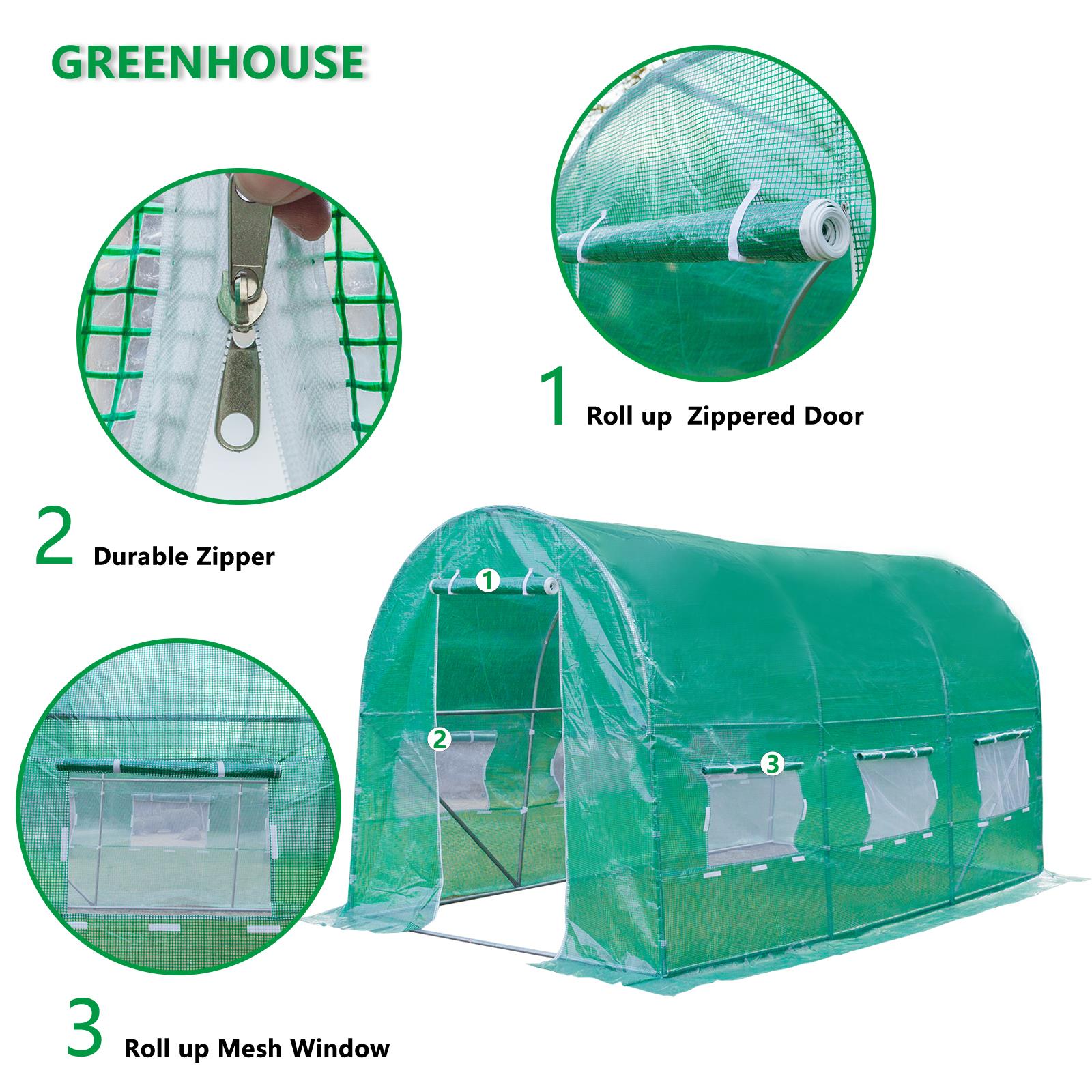 Zimtown 20' x10' x7' Green Portable Outdoor Garden Walk in Greenhouse - image 3 of 7