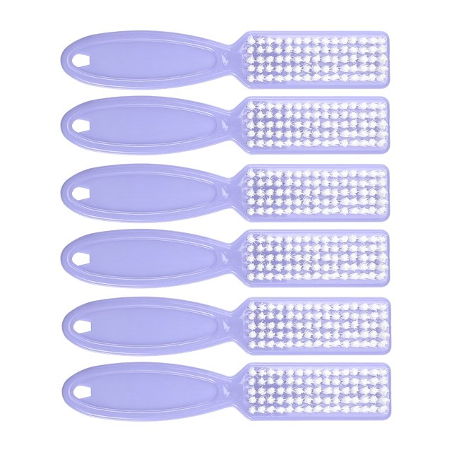 Unique Bargains 6 Pcs Fingernail Cleaner Nail Brush Fingernail Cleaning Tools with Plastic Handle Light Purple