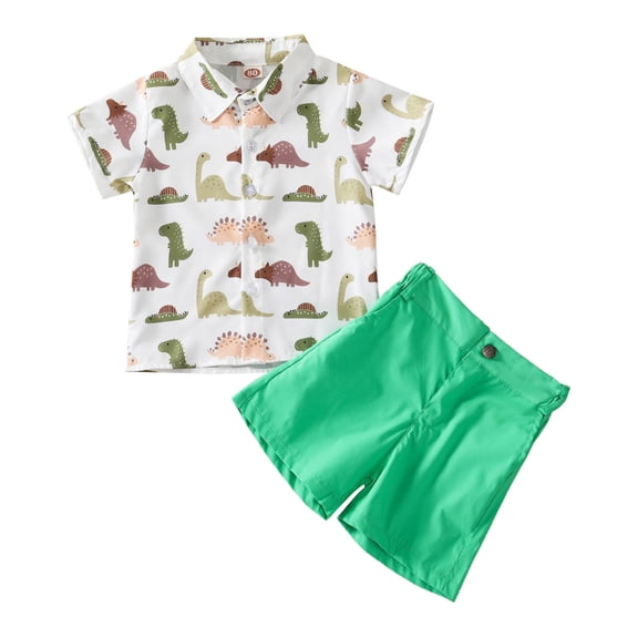 Toddler Boy Clothes Summer Short Sleeve Cartoon Dinosaur Prints Tops Shorts Sets Outfits,2-Piece,Size 3 Years-4 Years