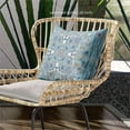 thumbnail image 2 of Paisley Leaf Geo Duo Indoor/Outdoor Pillow in Muted Blue Beige White 18x18, 2 of 6