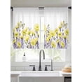 thumbnail image 2 of Yellow Spring Floral Sheer Curtains 54 Inch Length 2 Panels Set for Living Room/Bedroom, Watercolor Summer Botanical Elegant Curtain Sheers Drapes Rod Pocket Curtains Window Treatment Set 52''x54''x2, 2 of 7