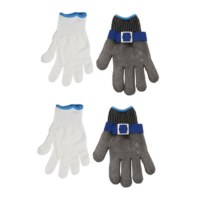 2X Azul Guante de Carnicero de de Acero Inoxidable Resistente A Las Punaladas de Seguridad Proteccion 5 de Alto Rendimiento Tamano S