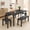 Black, variant on Aiho 63" 6-Seater Dining Set with 2 Stools & 2 Benches, Wood & Metal, Compact for Small Spaces/Breakfast - Gray