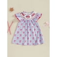 thumbnail image 4 of BemeyourBBs Kids Toddler Baby Girls 4th of July Dress Outfit Patriot Fourth of July Independence Day Clothes Flag Embroidery Dot Plaid Print Short Sleeve Dress Toddler Girl Summer Outfit, 4 of 9
