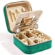thumbnail image 1 of Joyero de terciopelo de viaje con espejo, mini estuche de regalo para mujeres y niñas, pequeñas cajas organizadoras portátiles para anillos, pendientes, collares, pulseras, 1 of 5