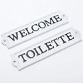 thumbnail image 3 of Sungmor Letrero Bienvenida de hierro fundido p/ exterior, deco pared. Placa blanca p/ puerta principal. Placa decorativa p/ puerta, entrada, porche, hogar, oficina o tienda. Pack 1 pza, 8.3x2.2 in., 3 of 3