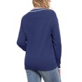 thumbnail image 3 of INSPIRE CHIC V Neck Sweater for Women's Long Sleeve Striped Pullover Soft Fall Casual Sweaters S Royal Blue, 3 of 6