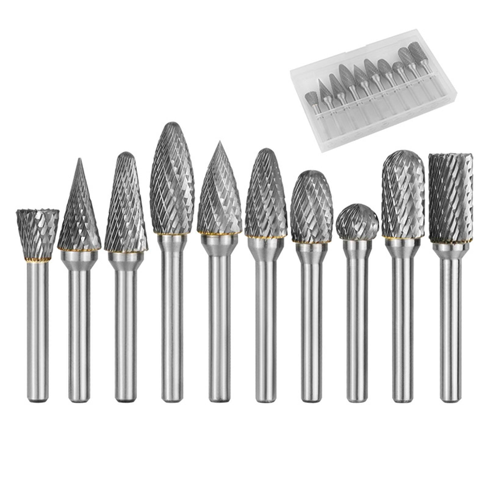 colaxi Rotary Drill Set Tungsten Steel, Metal Grinding Engraving Bits, Rotary Burr Set Double Cut Carving Bits for Metal Engraving