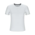 thumbnail image 4 of tarylea Plus Size Tops for Women Short Sleeve Crew Neck Crop Tops Casual Loose Summer Solid Color Dailywear T-Shirt Tops, 4 of 7