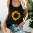 thumbnail image 2 of Sleeveless Tank Tops for Women Plus Size Summer Sunflower Print Round Neck T-shirt Top, 2 of 5